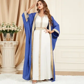 Ближневосточная Арабская одежда, мусульманское модное платье из двух частей с длинным рукавом и абайей