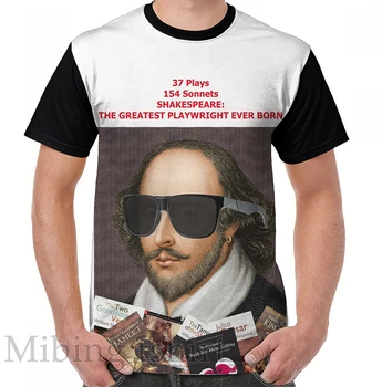 Мужская футболка с забавным принтом, женские топы, футболка с изображением Шекспира, повседневные футболки с круглым вырезом и коротким рукавом