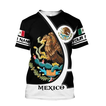 Мужские футболки с круглым вырезом, повседневный пуловер оверсайз с коротким рукавом, модная уличная одежда, Мужская одежда с принтом Национального флага Мексики Летом