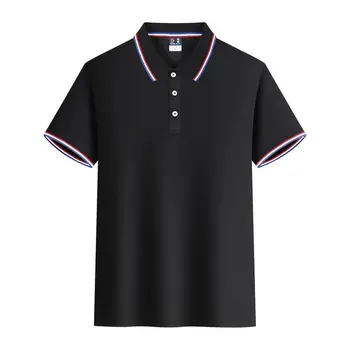 Летняя мужская футболка с короткими рукавами, Черная синяя рубашка поло, топ в стиле Ins, Свободные рубашки для мужчин