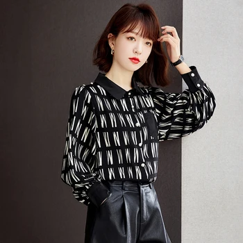 Высококачественная нишевая рубашка нового дизайна Sense, женская шифоновая рубашка с воздушным шаром и длинными рукавами в корейском стиле