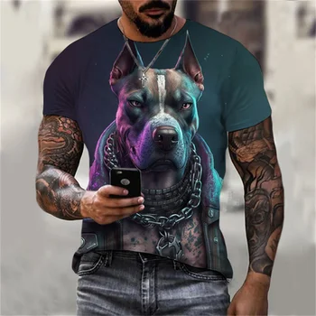 Футболка с рисунком собаки, мужская футболка с 3D-принтом, незаменимый топ для любителей собак с коротким рукавом, повседневная крутая мужская одежда с рисунком животных