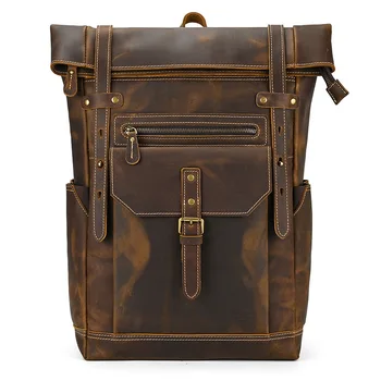 Мужской рюкзак в стиле ретро из воловьей кожи, мужской рюкзак из натуральной кожи, сумки для ноутбуков с несколькими карманами большой емкости, Школьная сумка, сумка для выездного багажа