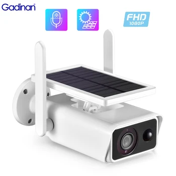 Беспроводная IP-камера Gadinan на солнечной энергии, аккумулятор, камера безопасности, PIR, слот для SD-карты 1080P, Домофон, Видеонаблюдение с низким энергопотреблением