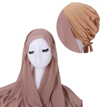Мусульманские Женщины Жемчужный Шифон с Эластичной Основой Шляпа Исламская Амира Хиджаб Арабский Тюрбан Марлевые Дышащие Легкие Шарфы