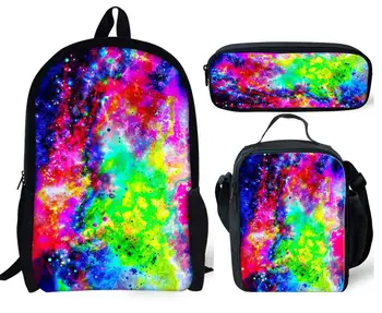 Модная новинка, классический 3D принт звездного неба, 3 шт./компл., школьные сумки для учеников, рюкзак для ноутбука, сумка для ланча, пенал