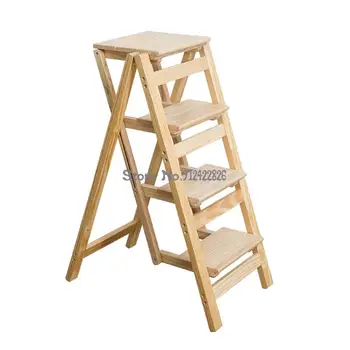 Бытовая лестница многофункциональная складная лестница-табурет телескопическая лестница в елочку из массива дерева, двух-трех-четырехступенчатая лестница-стул