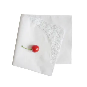Квадратный 3шт 35x35 см, 100% хлопок, белое хлопковое кружево, женский Женский носовой платок, подарок для декора свадебной вечеринки