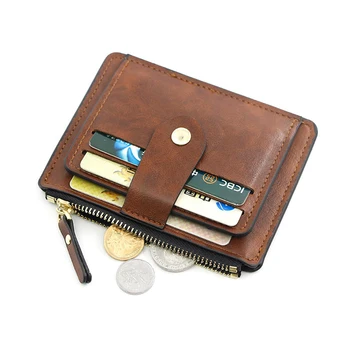 Небольшой модный держатель для кредитных удостоверений личности, тонкий кожаный бумажник с карманом для монет, мужская сумка для денег, мужской мини-женский деловой кошелек