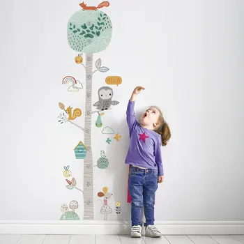 Наклейка для измерения роста мультяшных животных, милые обои с динозаврами Для детской комнаты, линейка роста ребенка, диаграмма роста