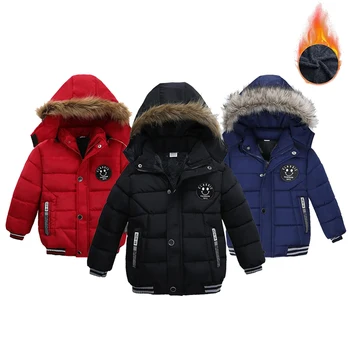Утепленная осенне-зимняя куртка для мальчиков, детское пальто с меховым воротником и капюшоном, модная верхняя одежда на молнии для мальчиков, детская одежда 2-6 лет, подарок на день рождения