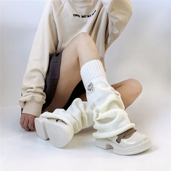 Женская японская униформа JK, гетры, вязаные теплые носки до колена с рваными отверстиями, манжеты для ботинок, модные носки с напуском, чехол для ног