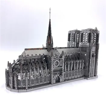 Архитектура Нотр-Дама 1: 1280 3D Трехмерная металлическая головоломка Модель церкви Подходит для взрослых Подарочные игрушки