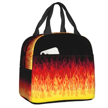 Сумка для ланча Red Burning Fire Racing Flames, герметичный термоохладитель, изолированный Ланч-бокс для женщин, детские сумки для пикника
