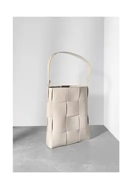 Качество 1:1 Роскошная высококачественная тканая сумка-мешок из натуральной кожи 2023 Модная портативная сумка-тоут большой емкости на одно плечо