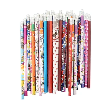 Разноцветные карандаши, канцелярские принадлежности, Карандаши с ластиком для детей, школьные принадлежности, подарки для домашних вечеринок, Карандаши