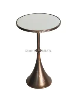 Мебель в скандинавском стиле, металлический круглый стол, светильник, роскошное ретро зеркальное стекло, художественный приставной столик, диван, угловой столик, журнальный столик на балконе