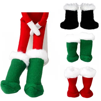 Рождественская кукла-эльф на полке, аксессуары, красные плюшевые носки, зеленые чулки для 35 см, одежда для кукол-эльфов, Детская игрушка, подарок на Хэллоуин