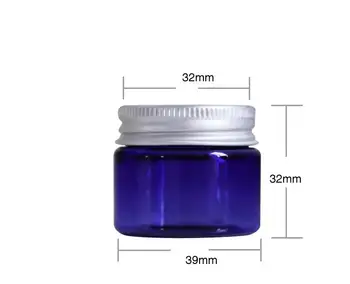 прозрачная синяя пластиковая баночка для крема весом 30 г, маленькая пустая ПЭТ-бутылка объемом 30 мл с алюминиевой завинчивающейся крышкой, косметическая упаковка SN1780