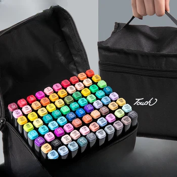 48-цветной набор фломастеров, черная портативная сумка для хранения большой емкости, Студенческий анимационный дизайн, художественная роспись фломастером