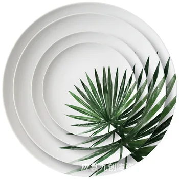Prato de jantar de porcelana de bambu, pintado à mão, tartaruga, prato de macarrão, comida ocidental, prato criativo doméstico