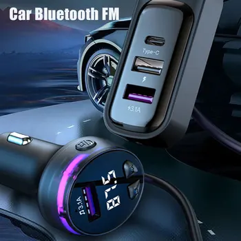 Автомобильный Bluetooth 5.3 FM-Передатчик Беспроводной Аудиоприемник Автомобильный MP3-Плеер 66 Вт PD Быстрое Зарядное Устройство Рассеянный Свет Многоточечное Зарядное Устройство