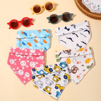 Милый комплект солнцезащитных очков с нагрудником, Бандана, Солнцезащитные очки для новорожденных, Слюнявчики для кормления ребенка, Детские Модные аксессуары в подарок
