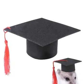 Выпускной костюм для домашних животных, собак и кошек, кепки для бакалавров, Костюмная шляпа, выпускные шляпы для собак с красной кисточкой, костюм для хомяка