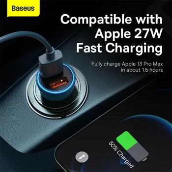 Baseus Golden Contactor Max Dual Fast Charger Автомобильное зарядное устройство U + U 60 Вт