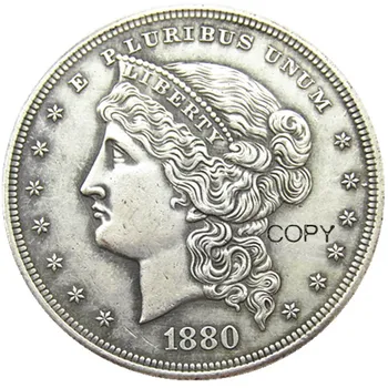 Копировальная монета с метрическими долларовыми узорами США 1880 года, покрытая серебром
