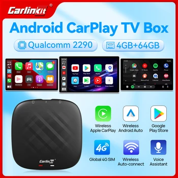 Android 11 CarlinKit Беспроводной CarPlay Android Auto TV Box QCM2290 Mini CarPlay Ai Box Голосовой Ассистент 4G LTE Для YouTube Netflix