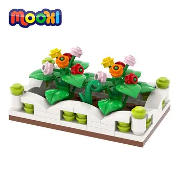 Модель клумбы с видом на городскую ферму MOOXI City с видом на улицу, Блок DIY, Развивающая игрушка для детей, Подарочный Строительный кирпич, Сборные детали MOC3029