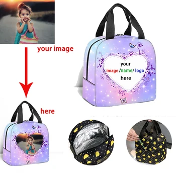 Настройте свое изображение / название / логотип Термоизолированные сумки для ланча Женские переносные сумки для еды Школьные ланч-боксы для пикника на открытом воздухе