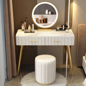 Модный туалетный столик в скандинавском стиле, Зеркальные светильники, Макияж, Удобные ящики для спальни, Coiffeuse Miroir Mueble Dormitorio Мебель для дома