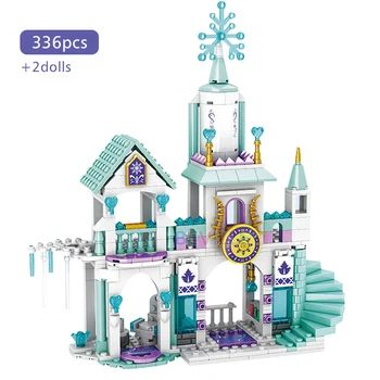 Башня с часами из льда и снега, строительные блоки, замок принцессы, дом мечты девушки, Домашний сад, модель 
