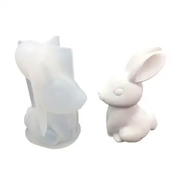 Пасхальный Кролик Силиконовая форма DIY 3D Сшивающая Модель животного Ароматерапевтическая штукатурка Мультяшный Инструмент для украшения Пасхального Помадного торта