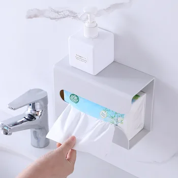 Бумажная коробка с бесследной лентой, настенный держатель для бумажных полотенец, креативная Простая пластиковая многофункциональная коробка для туалетных салфеток