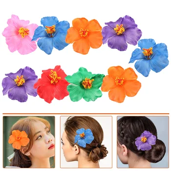 9шт Гавайских цветочных заколок для волос, многоцветные заколки для волос с цветами плюмерии, пляжная цветочная заколка для волос для свадебной вечеринки