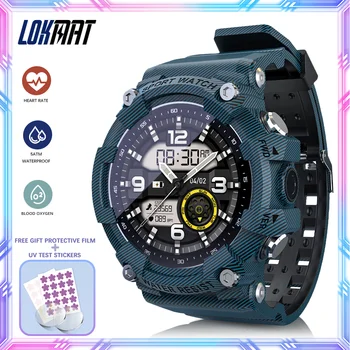 Спортивные часы Smart Watch LOKMAT ATTACK 2 для мужчин С поддержкой Bluetooth, многоязычный пульсометр для Android iOS, УФ-тестовая наклейка