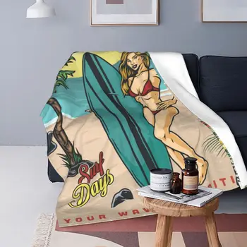 Серфингистка для девочек, Ультрамягкое флисовое одеяло, модный удобный приятный подарок, защита от засорения