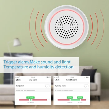 Tuya Smart Tuya Smart Wifi Беспроводная Сирена Датчик Сигнализации Для Домашней Безопасности Мобильное Приложение Удаленная Поддержка Alexa Google Home 3 В 1 Wifi