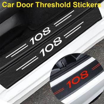 Углеродное волокно для логотипа Peugeot 108, пленка для защиты автомобильных порогов от ударов, защитные наклейки на багажник, наклейки на порог передней задней двери