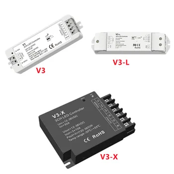 3-канальный CV-контроллер 2.4G RF-диммер 0-100% 4096 уровней для однозонной или многозонной одноцветной, двухцветной и полосы RGB/RGBW