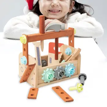 Детский набор инструментов Деревянная строительная игрушка для детей 2, 3, 4, 5, 6-летних мальчиков и девочек