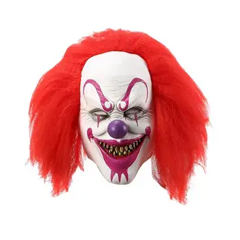 Маскарадная маска для лица клоуна, удобная и дышащая, Страшная Маска Страшного клоуна с красными глазами Для выступлений в барах на Хэллоуин