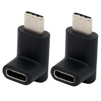 2X 90-градусный адаптер Type C, переходник USB C от мужчины к женщине, наклоненный вверх и вниз Разъем USB-C USB 3.1 Type-C