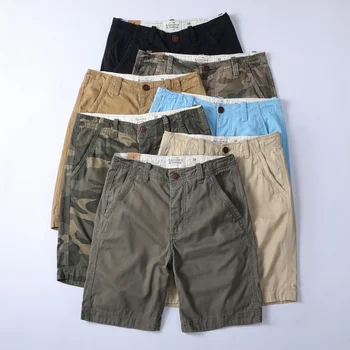 Мужские летние хлопковые повседневные шорты в стиле ретро, большие размеры, свободные пляжные камуфляжные шорты-карго, уличная мода