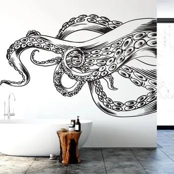 Наклейка на стену с осьминогом, Виниловое Щупальце с осьминогом, Наклейка на стену в спальне, ванной, Модная Наклейка на стену в стиле декоративного искусства YS11