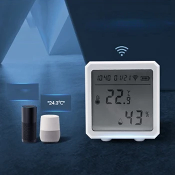 Tuya Wi-Fi Датчик температуры и влажности ЖК-дисплей Сенсор Smart Life Поддержка приложения Alexa Google Home