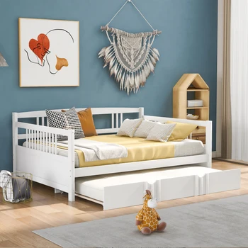 Полноразмерная кушетка Деревянная кровать с выдвижным ящиком двойного размера Легко монтируется для мебели для спальни в помещении